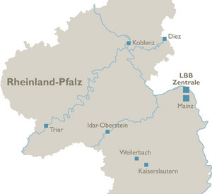 Karte der Standorte des Landesbetriebs LBB